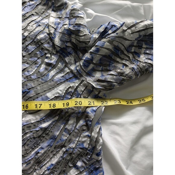 Chicos Travelers Jacket Womens Sz L/2 Blue White Gray Sequined Topper Cardigan - Picture 11 of 12